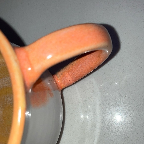 Ceramic clay pottery cup Orange and White Ceramic Mug - Picture 8 of 16